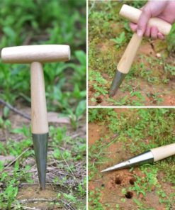 Wooden Handle Plant Seed Cultivation Hole Punch