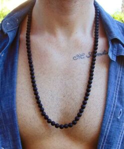 Obsidian Black Mens Slimming Necklace