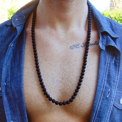 Obsidian Black Mens Slimming Necklace