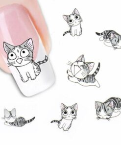 Grey Cat Nail Art