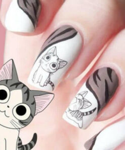 Grey Cat Nail Art