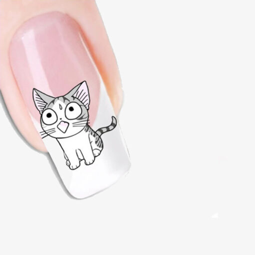 Grey Cat Nail Art