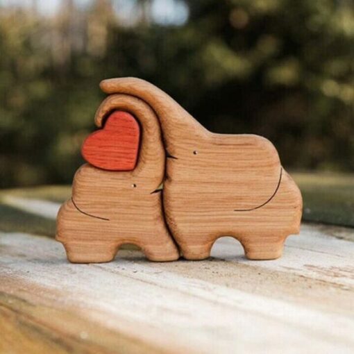 Hand Carved Wooden Cuddling Animals