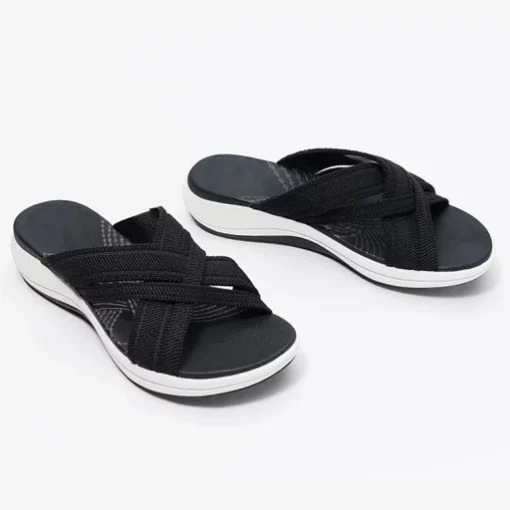 Stretch Cross Orthotic Slide Sandals