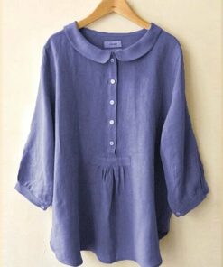 Womens Cotton Linen Seven Sleeve Shirt