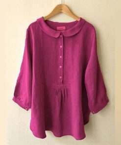 Womens Cotton Linen Seven Sleeve Shirt