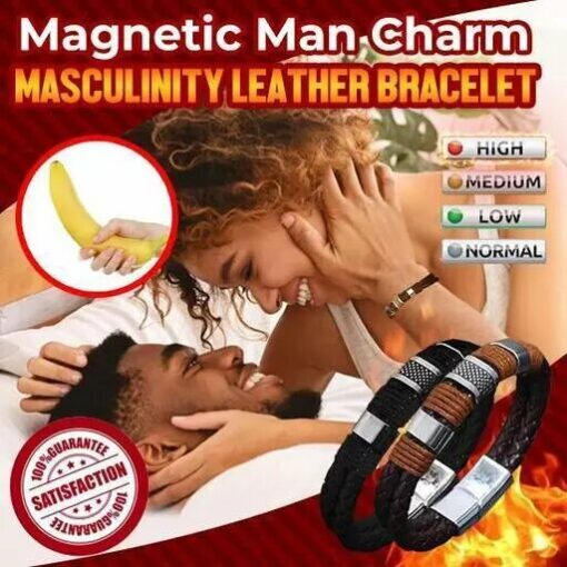 Man Charm Magnetic Masculinity Leather Bracelet