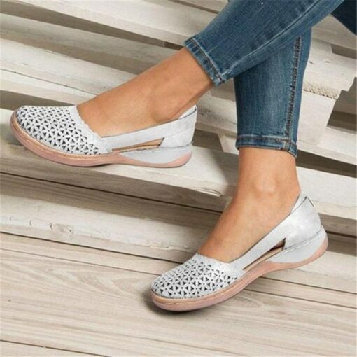 Women Wedges Orthopedic Hollow Out PU Summer Vintage Sandals