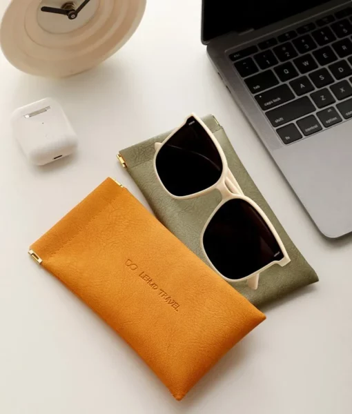 Snap Closure Leather Organizer Pouch