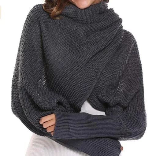 Trendy Knitted Sweater-Scarf With Sleeves