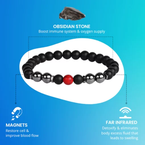 Anti-edema MagneticTherapy Obsidian Anklet - Image 4