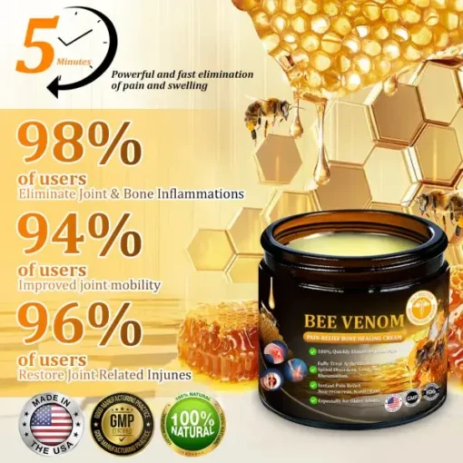 Bee Venom Advanced Pain-Relief & Bone Healing Cream Perfect For All Areas 4oz - Image 2