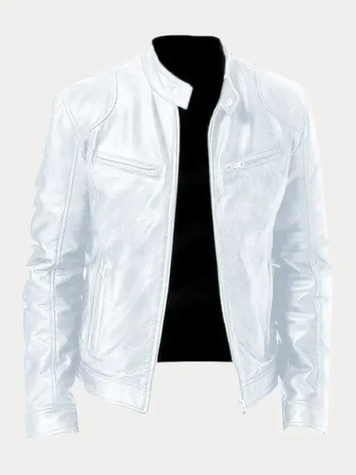 Biker Casual Zipper Leather Jacket - Image 10