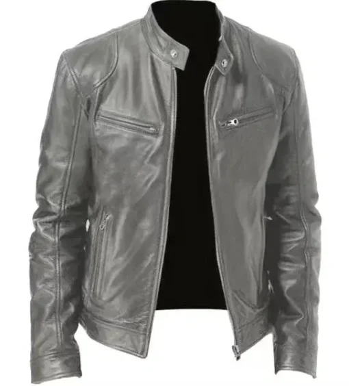 Biker Casual Zipper Leather Jacket - Image 11