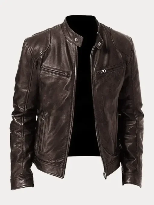 Biker Casual Zipper Leather Jacket - Image 2