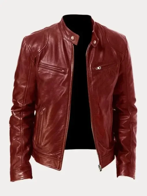 Biker Casual Zipper Leather Jacket - Image 3