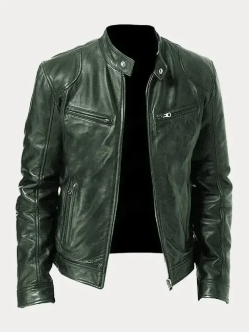 Biker Casual Zipper Leather Jacket - Image 4