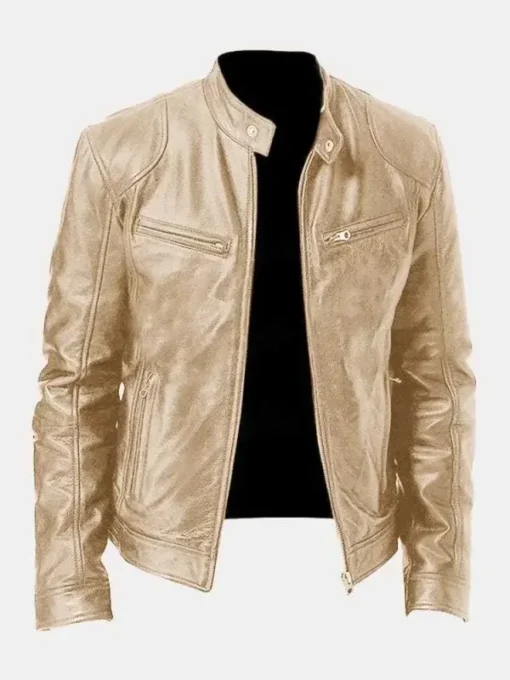 Biker Casual Zipper Leather Jacket - Image 6