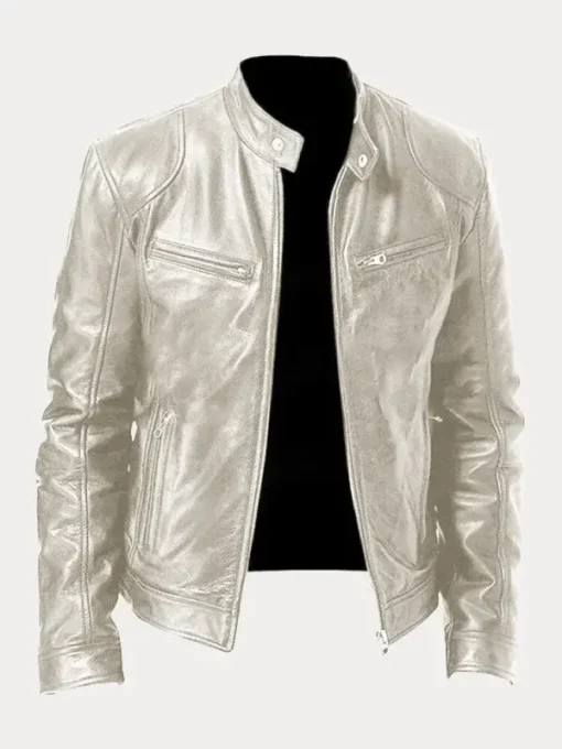 Biker Casual Zipper Leather Jacket - Image 8