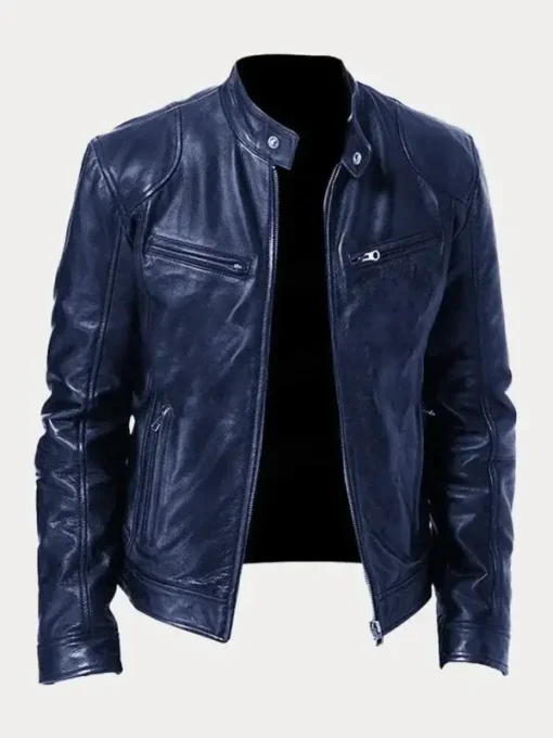 Biker Casual Zipper Leather Jacket - Image 9