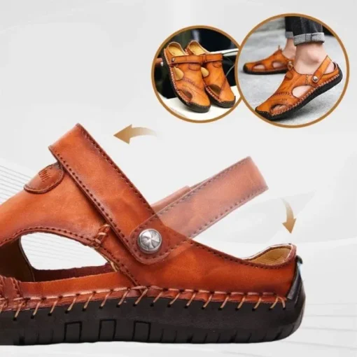 Large Size Soft Leather Men’s Breathable Outdoor Sandals - Image 4