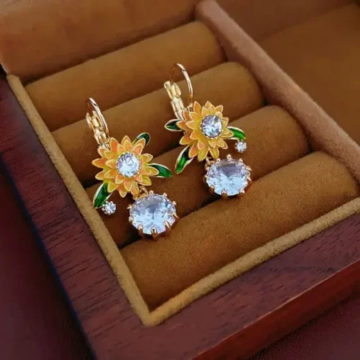 Histone™ Lymphatic Circulation Sunflower Germanium Earrings - Image 9