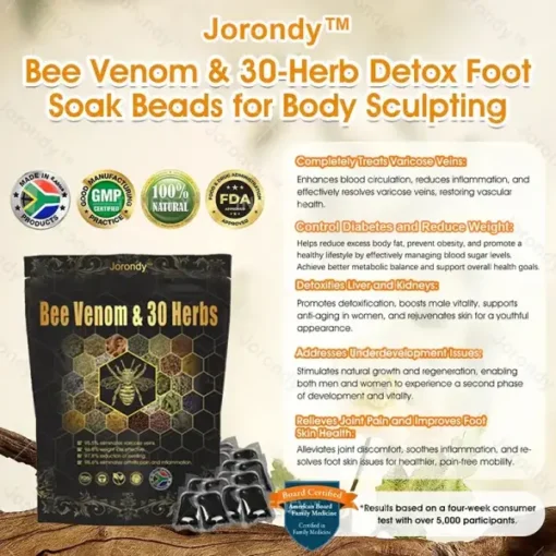 Jorondy® Bee Venom and 30 Herbs Detox Foot Bath Beads for Detoxification - Image 2