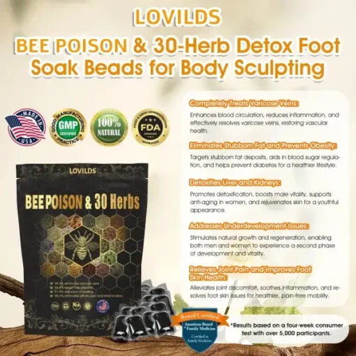 LOVILDS® Bee Poison & 30-Herb Detox Foot Soak Beads for Body Sculpting - Image 3